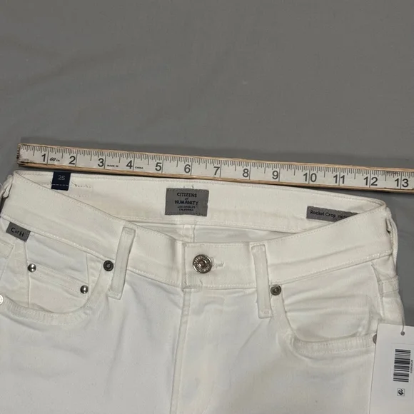 Citizens of Humanity Rocket Crop Mid Rise White Jeans Pants NWT sz 25 skinny - Picture 7 of 9